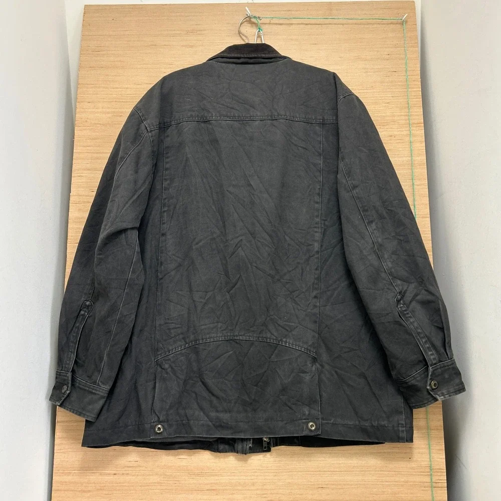 Vermont Barn Coat Mens XL Faded Black Canvas Fleece Lined Corduroy Field Jacket